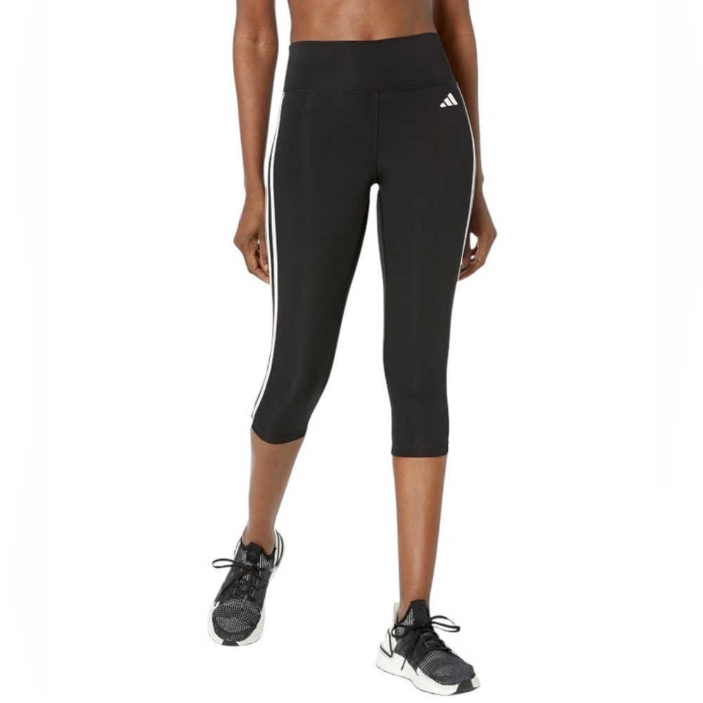 Adidas High Waist 3 Stripe Aeroready Primegreen 3/4 Length Leggings Sz S